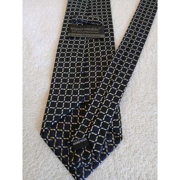 Impermeable Bu Weatherproof Men’s Necktie Tie Black Geometric Squares Office - Picture 5 of 9